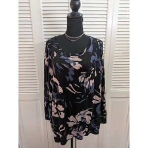 Calvin Klein Performance Stretch Top Women's 2X Black Pink Abstract Athleisure